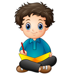 Little Boy Cartoon Writing A Book