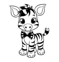 Black And White Cartoon Of Cute Baby Zebra