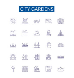 City Gardens Line Icons Signs Set Design