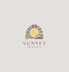 Sunset Wave Monoline Logo Template Universal