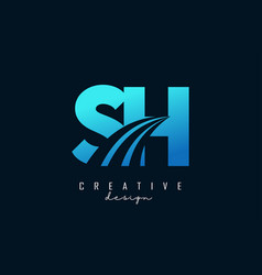 Creative Blue Letters Sh S H Logo With Leading