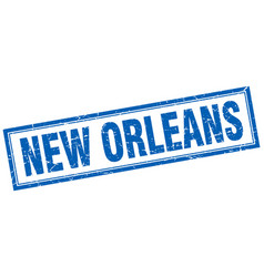 New Orleans Blue Square Grunge Stamp On White