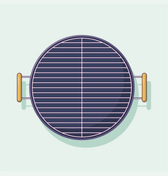 Round Barbeque Grill Icon With Outline For Design