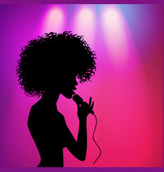 Afro American Girl Singing Silhouette