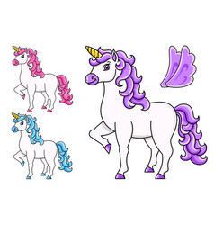 Cute Unicorn With Wings Magic Fairy Horse Cartoon