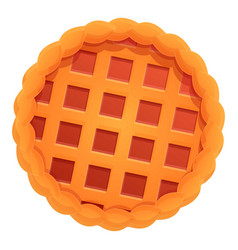 Top View Red Apple Pie Icon Cartoon Style