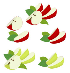 Apple Fruit Red And Green Quarter Slices