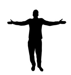 Silhouette Of A Man Enjoying Life With Arms