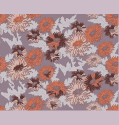 Autumn Floral Seamless Pattern In Grey Brown Earth