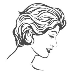 Head A Woman With Short Hair In Profile Retro