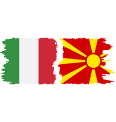 Northern Macedonia And Italy Grunge Flags