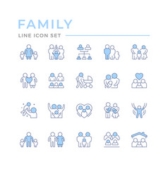 Set Color Line Icons Of Family