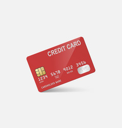 3d Realistic Red Credit Card On White