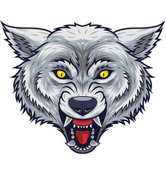 Angry Wolf Head Mascot With Open Mouth