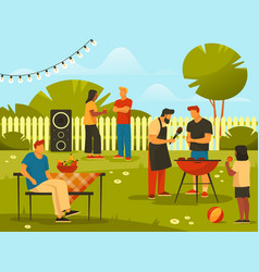 Barbecue Or Bbq Party In Backyard Background