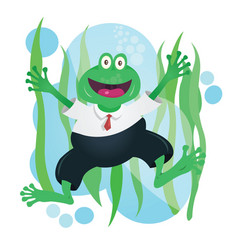 Happy Business Frog Mascot In Suit