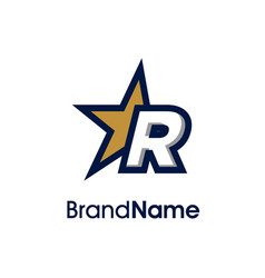 Initial R Gold Star Logo