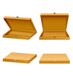 Isometric Pizza Cardboard Box Opened And Closed