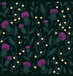 Seamless Pattern With Thistle Flowers