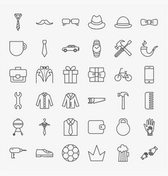 Fathers Day Line Icons Set