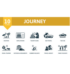 Journey Icons Set Creative Vacation Hotel