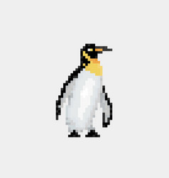 Little Happy Penguin On Sea In Pixel Art