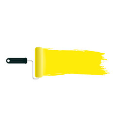 Painter Painted A Roller Bright Yellow Strip