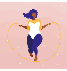 Robust Black Woman Jumping Rope Character