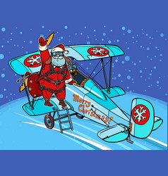 Santa Claus Gets On A Christmas Plane