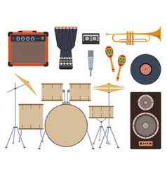 Set Of Color Flat Musical Instruments