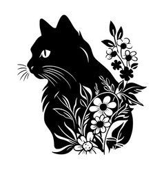 Silhouette Floral Cat