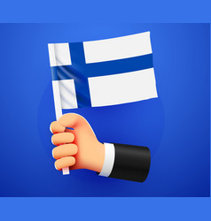 3d Hand Holding Finland National Flag