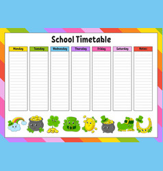 School Schedule Timetable For Schoolboys Empty