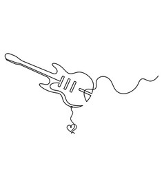 Abstract Guitar With Heart As Continuous Lines