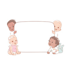 Group Of Baby Boys And Girls Hold A Blank Board