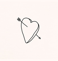 Hand Drawn Heart With An Arrow On A Beige