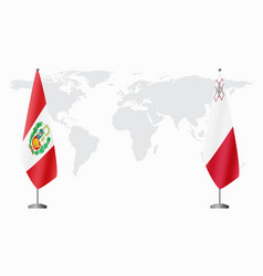 Peru And Malta Flags For Official Meeting