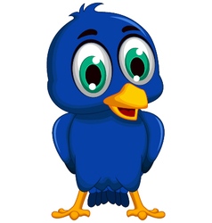 Cute Blue Bird Cartoon Posing