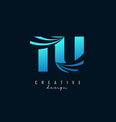 Creative Blue Letters Tu T U Logo With Leading