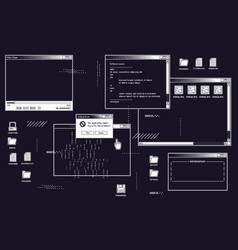 Retro computer window old user interface warning Vector Image