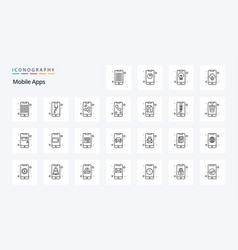 25 Mobile Apps Line Icon Pack