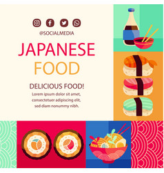 Flat Japanese Restaurant Posts Set