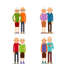 Four Couple Older People People Stand In Pairs