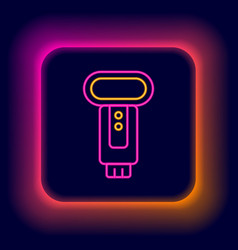 Glowing Neon Line Photo Camera Flash Icon Isolated