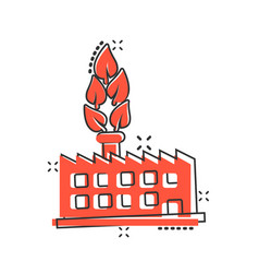 Factory Ecology Icon In Comic Style Eco Plant