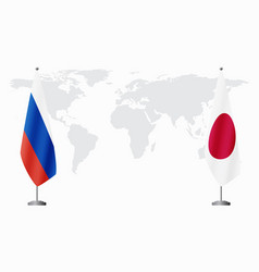 Russia And Japan Flags For Official Meeting