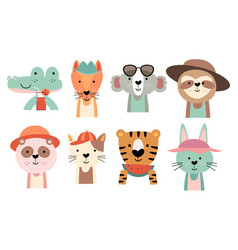 Set Of Wildlife Animals With Summer Costume