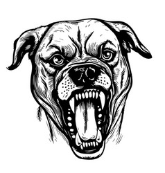 Angry Dog Head Hand Drawn Sketch