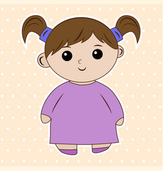 Cute Cartoon Girl In Soft Purple Dress Simple