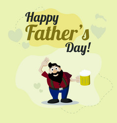 Male Hipster Cartoon Holding A Beer Glass Father